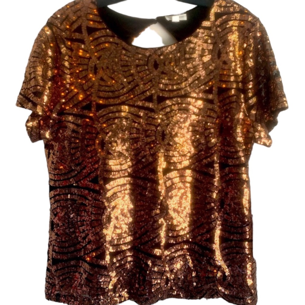 SC Society Bronze Crewneck Top Keyhole Back Sz L MSRP: $80 NWT